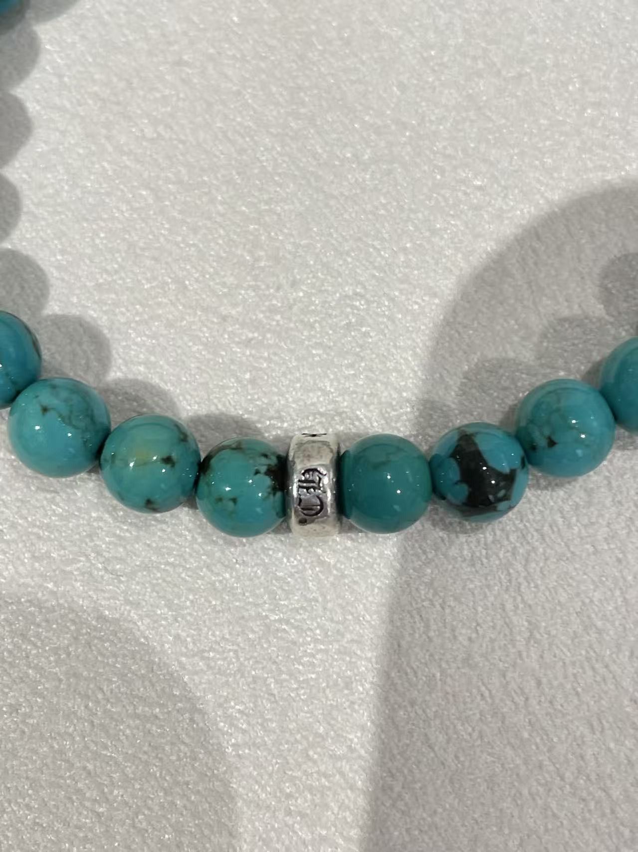 Chrome Hearts Chrome Hearts 6mm Turquoise Silver Cross Beaded Bracelet Size ONE SIZE - 5 Thumbnail