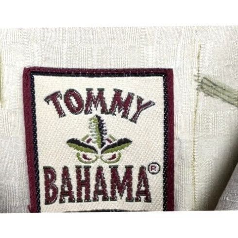 Tommy Bahama VINTAGE? No — Tommy Bahama Hawaiian Shirt Mens Large 100% Silk Short Sleeve Button-Up Palm Tree Print Yellow Collared Spread Casual Summer Men Size US L / EU 52-54 / 3 - 4 Thumbnail