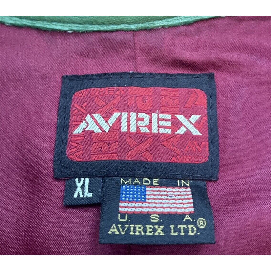 Avirex Vintage XL Avirex Green Leather Varsity Bomber Jacket USA Ma Size US XL / EU 56 / 4 - 4 Thumbnail