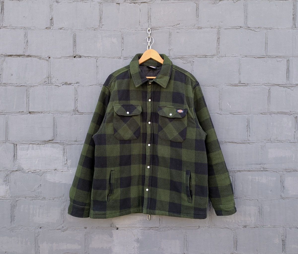 Dickies Dickies Flannel Plaid Green Fleece Jacket Overshirt Vintage Size US XL / EU 56 / 4 - 1 Thumbnail