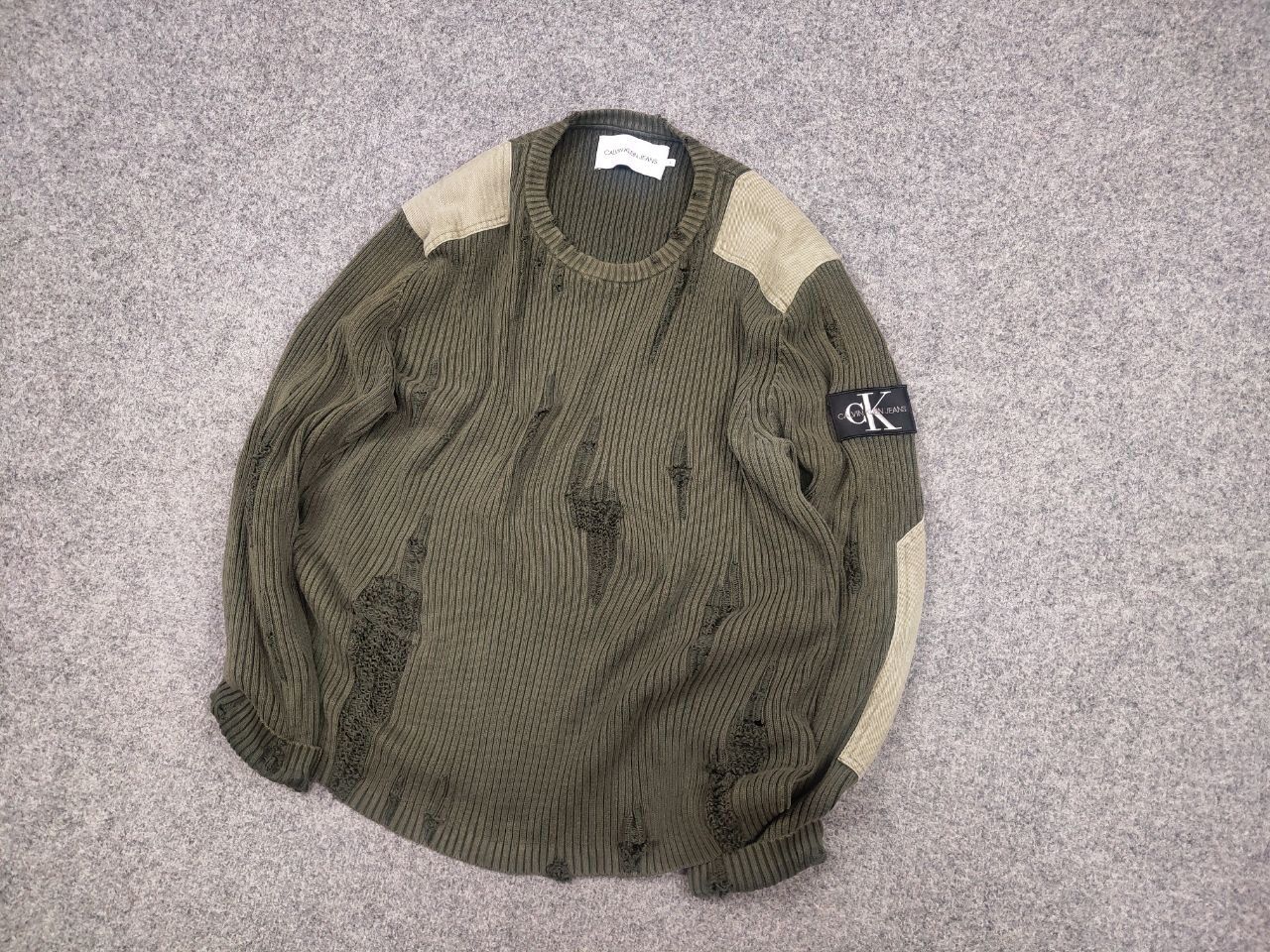 Calvin Klein 205W39NYC Calvin Klein Raf Simons Distressed Military Ribbed Sweater Size US L / EU 52-54 / 3 - 3 Thumbnail