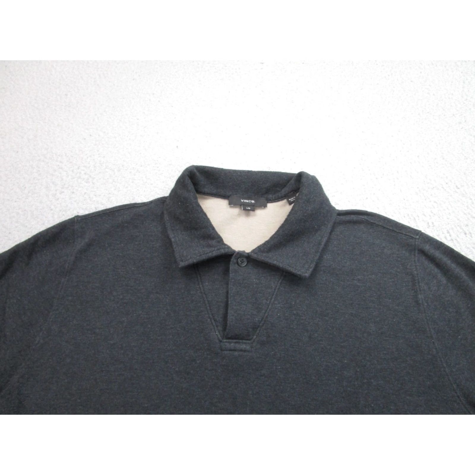 Vince Vince Polo Shirt Mens L Gray Long Sleeve Rugby Preppy Casual Solid Cotton Blend Shirt Size US L / EU 52-54 / 3 - 2 Thumbnail