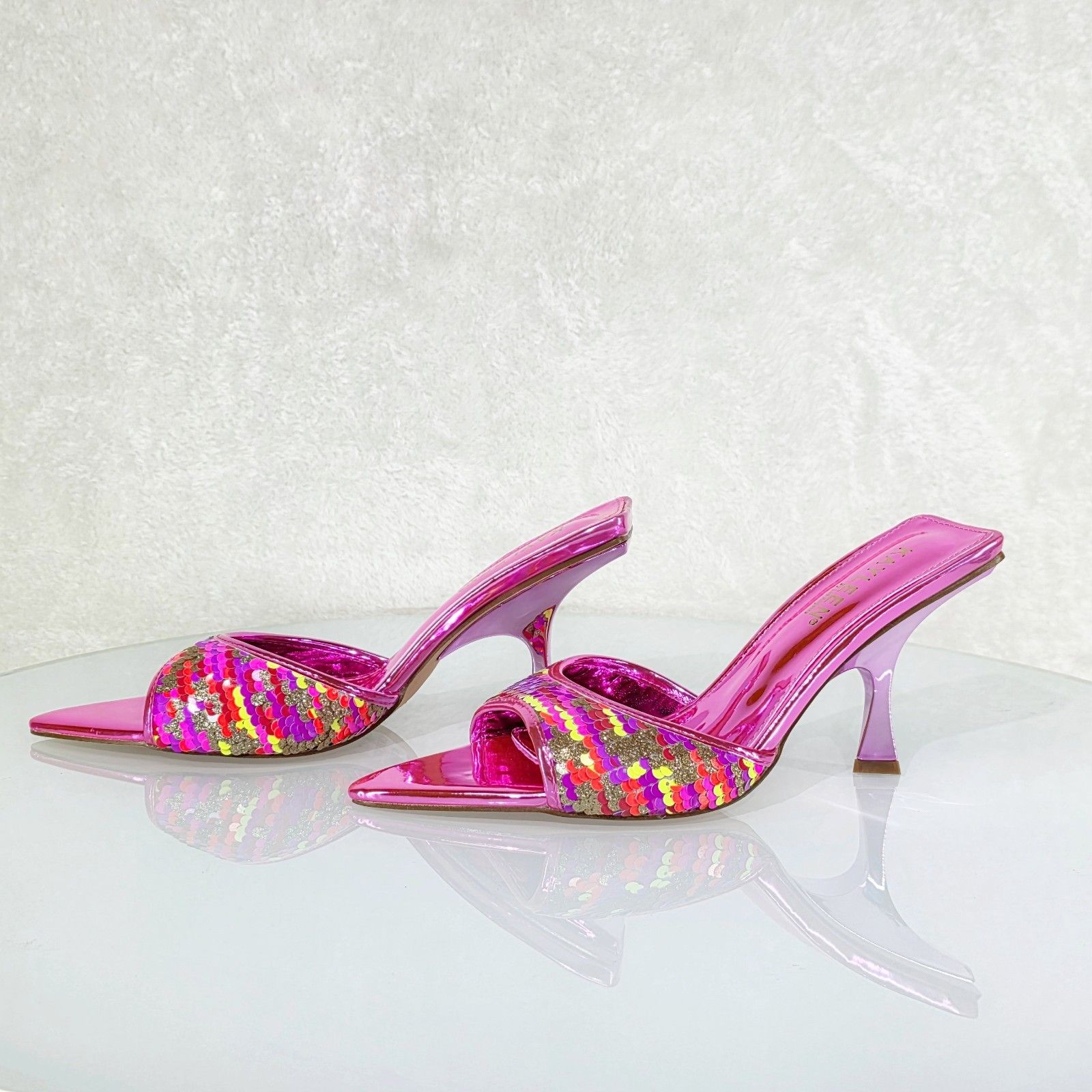 Other Festive Pink Sequin Slip On 2.5" Heel Casual Evening Party S Size US 10 / IT 40 - 1 Thumbnail