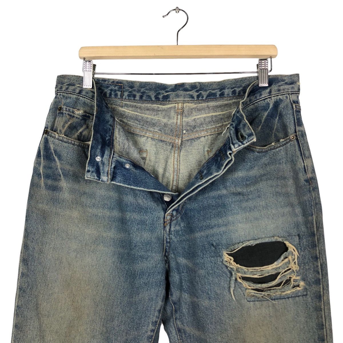 If Six Was Nine 🔥Biker Distressed Denim Jeans Japan Made Size US 34 / EU 50 - 13 Thumbnail