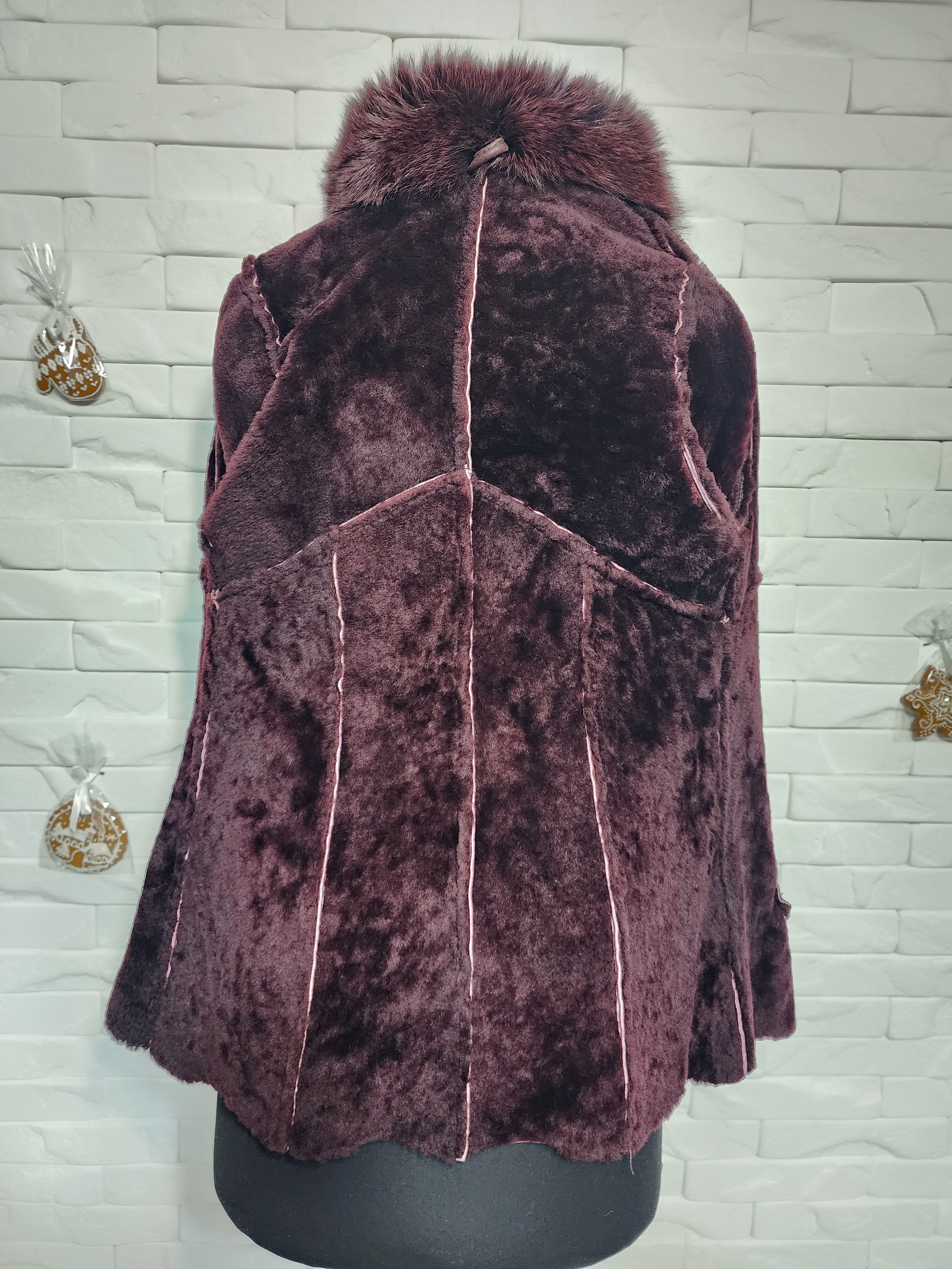 Genuine Leather Women's Brown Sheepskin Coat: Genuine Fur Collar Size M / US 6-8 / IT 42-44 - 6 Thumbnail