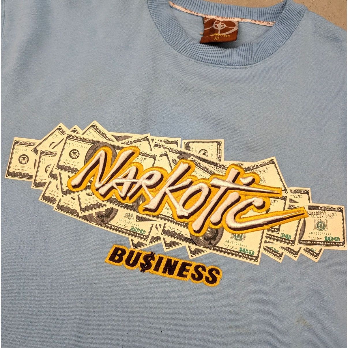 Supreme × Vintage Rare Y2K Narkotic Business Light Blue heavy weight sweater Size US XL / EU 56 / 4 - 3 Thumbnail