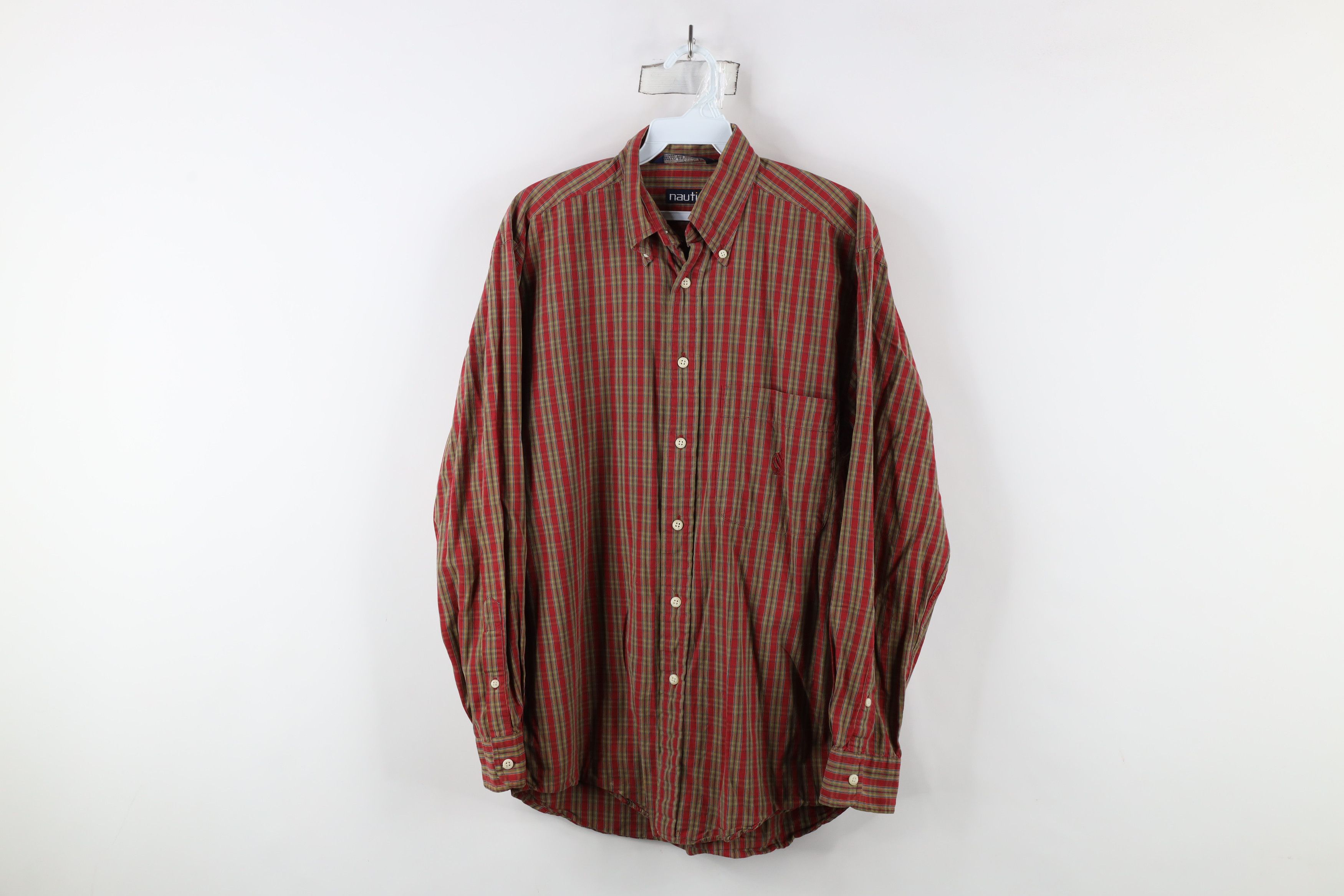 Nautica × Vintage Vintage 90s Nautica Collared Button Down Shirt Plaid Cotton Size US S / EU 44-46 / 1 - 1 Thumbnail