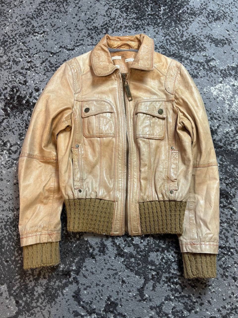 Vintage Vintage Y2K River Island Leather Knitted Avantgarde Jacket Size US M / EU 48-50 / 2 - 1 Thumbnail