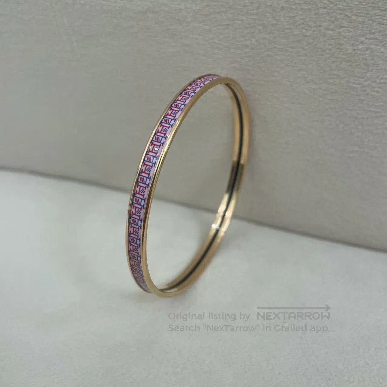 Hermes Hermes Pink Enamel Narrow Bangle. Size ONE SIZE - 4 Thumbnail