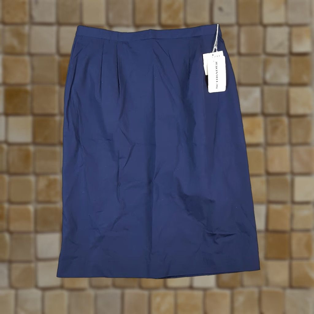Vintage Vintage 90s Preppy Pencil Straight Navy Blue Women's Size 14 Knee Length Skirt Size 36" / US 14 / IT 50 - 1 Thumbnail