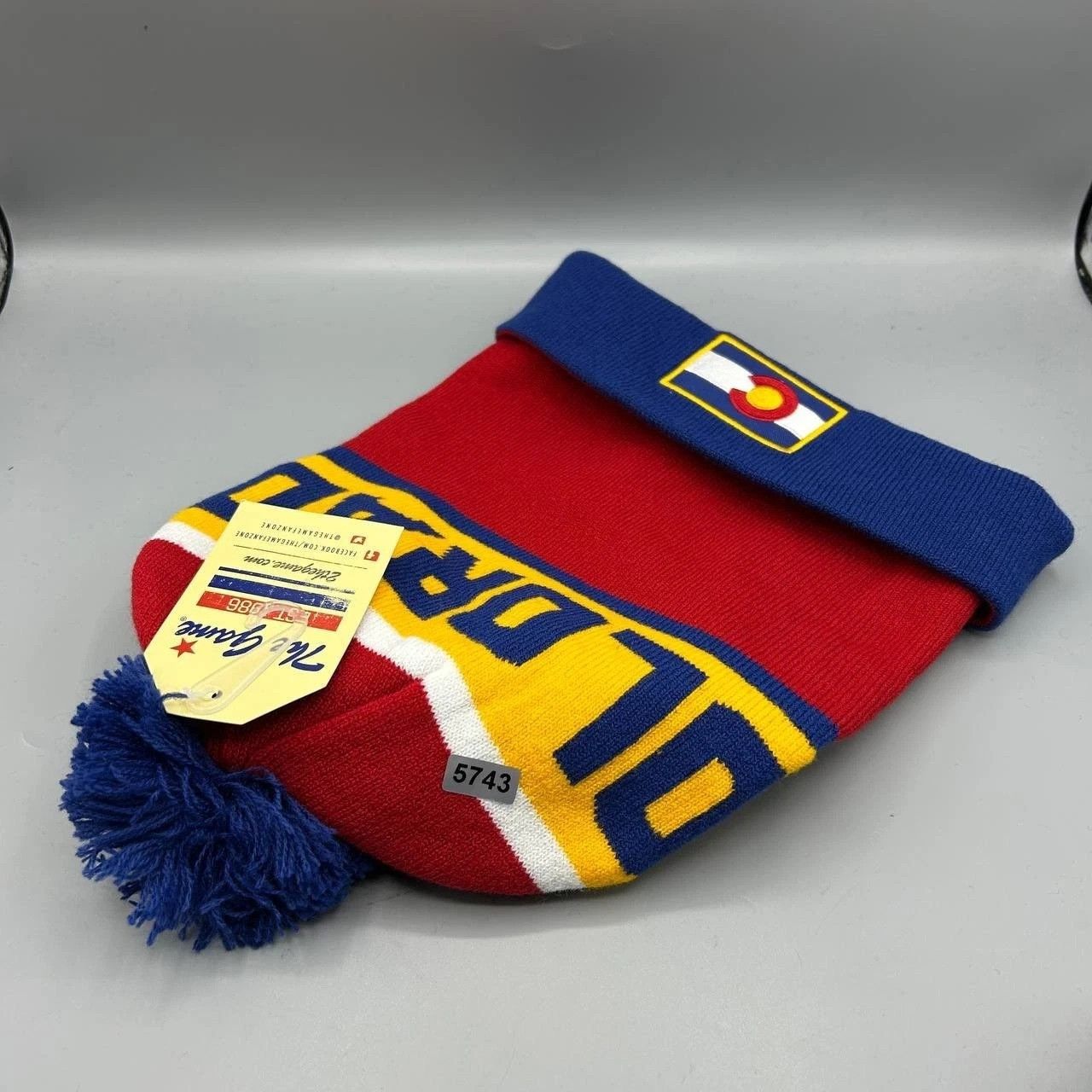 The Game Colorado Flag Hat Men Blue Red Cuffed Beanie Pom Pom Size ONE SIZE - 7 Thumbnail