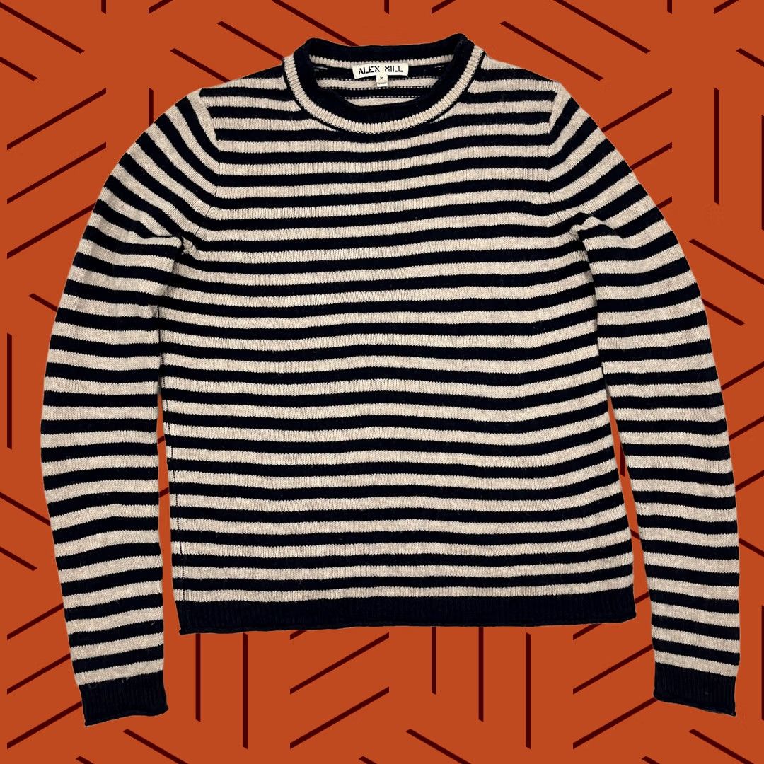 Alex Mill VINTAGE Alex Mill Sun Sweater Womens M Wool & Cashmere Brown Blue Striped Crew Preppy Size M / US 6-8 / IT 42-44 - 1 Thumbnail