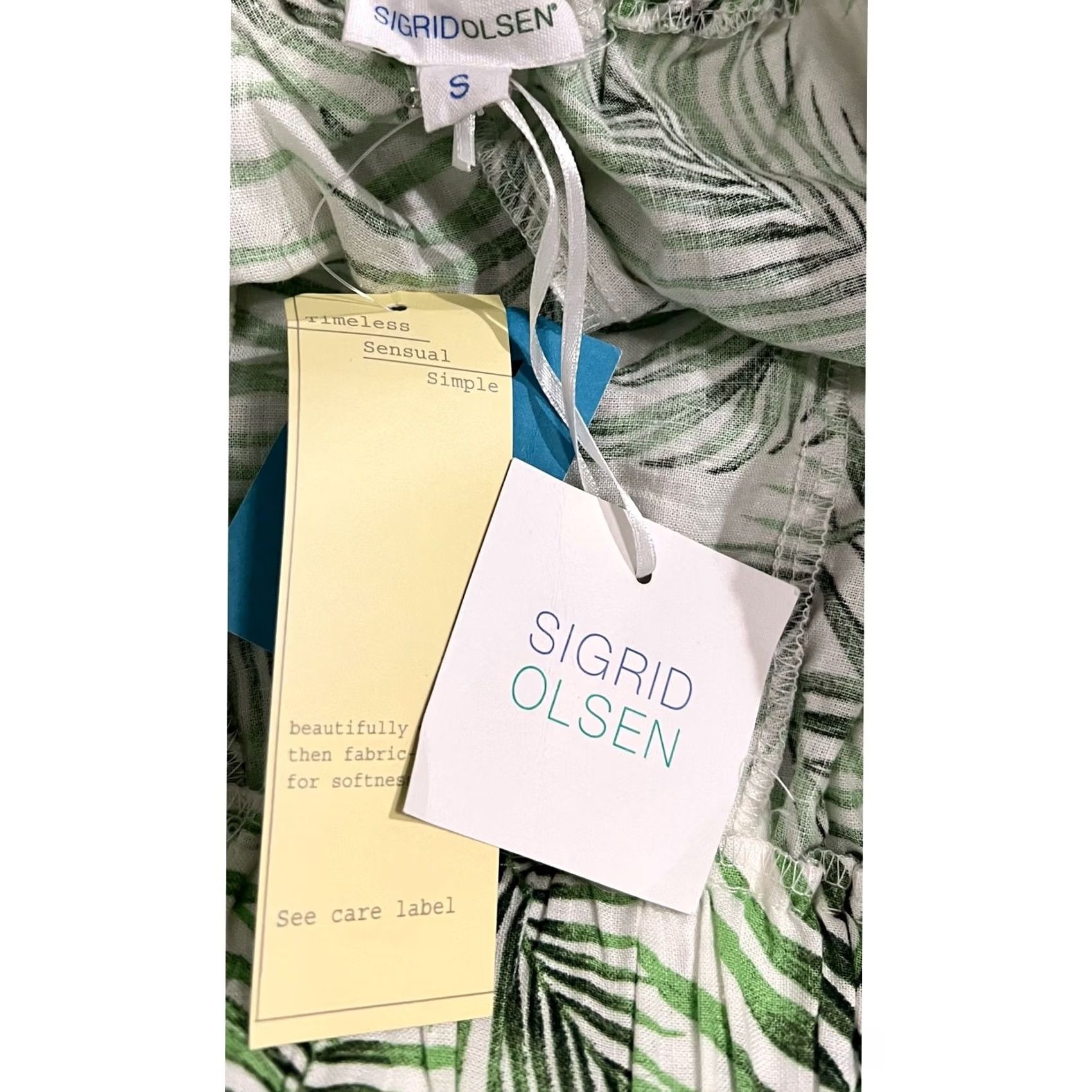 Vintage VINTAGE Sigrid Olsen Shorts Linen Blend Palm Print Tropical High Rise Pockets Sz S Womens Green 14.5" Waist 11.5" Rise Size 28" / US 6 / IT 42 - 5 Thumbnail