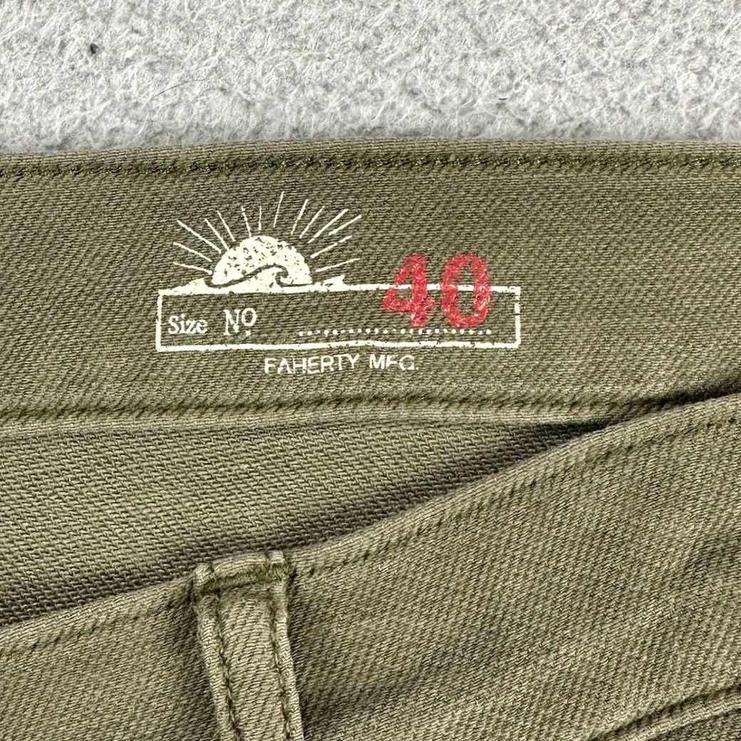 Faherty Faherty Straight Jeans Mens 40 Olive Green 5 Pocket Denim Pants Straight Leg 33 Inseam Regular Waist 40 Size US 40 / EU 56 - 4 Thumbnail
