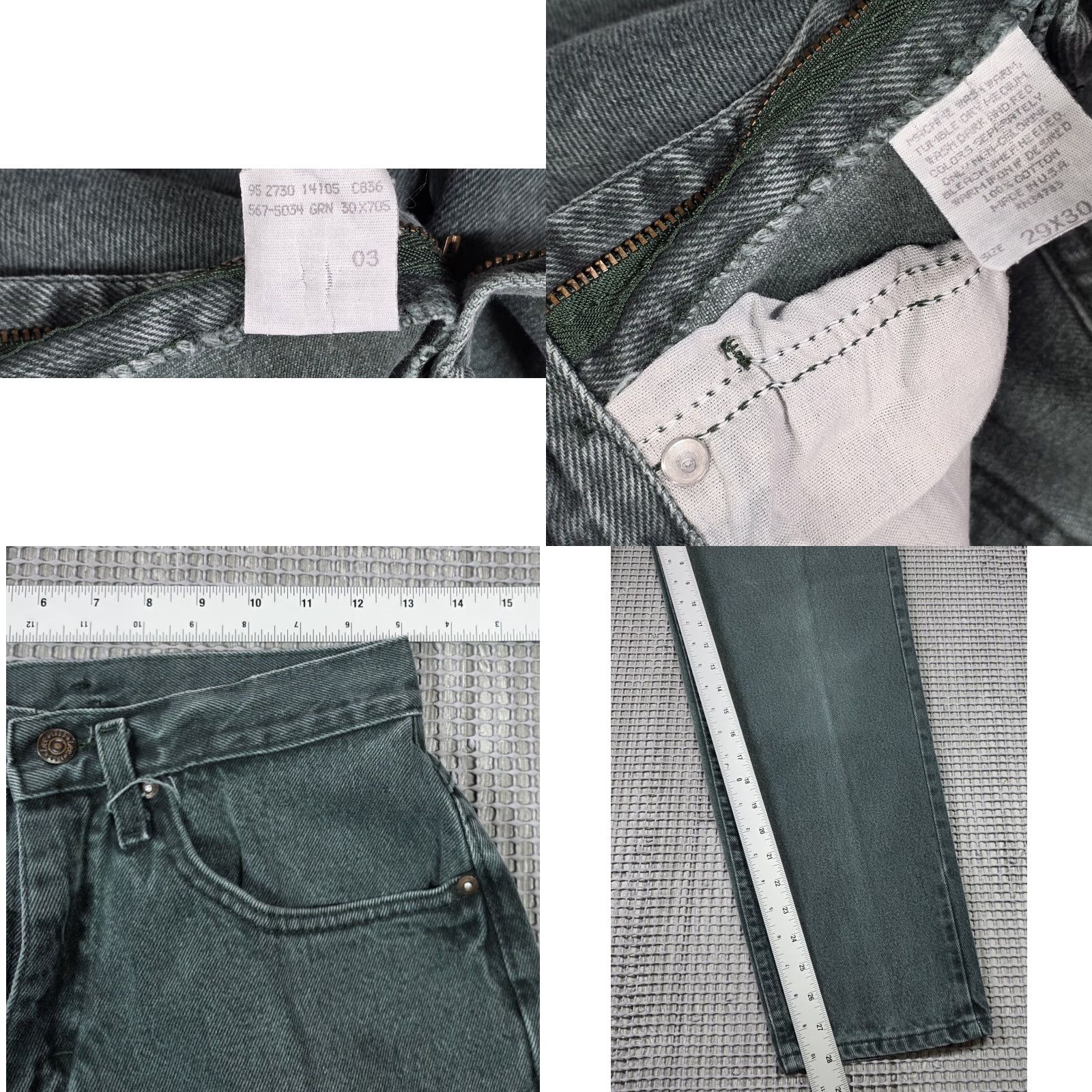 Lee Vtg Lee Jeans Mens 26x28 Green Tapered Leg Denim Made USA 90s Jeans Size US 26 / EU 42 - 8 Thumbnail