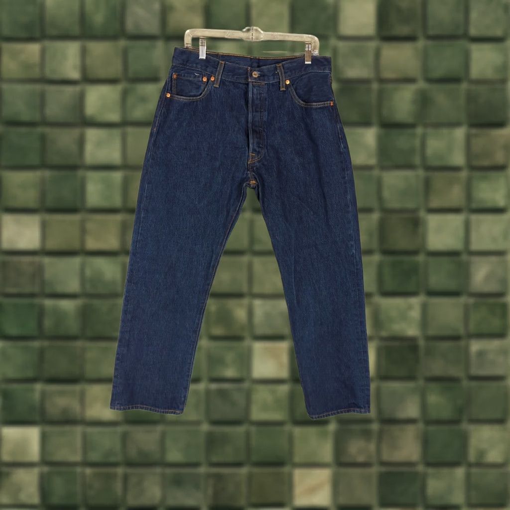 Levi's Levi's Jeans Mens 501 Denim Straight Leg Button Fly 34 Inseam 29 Dark Blue 5-Pocket Regular Fit Modern Classic Mens Size US 34 / EU 50 - 1 Thumbnail