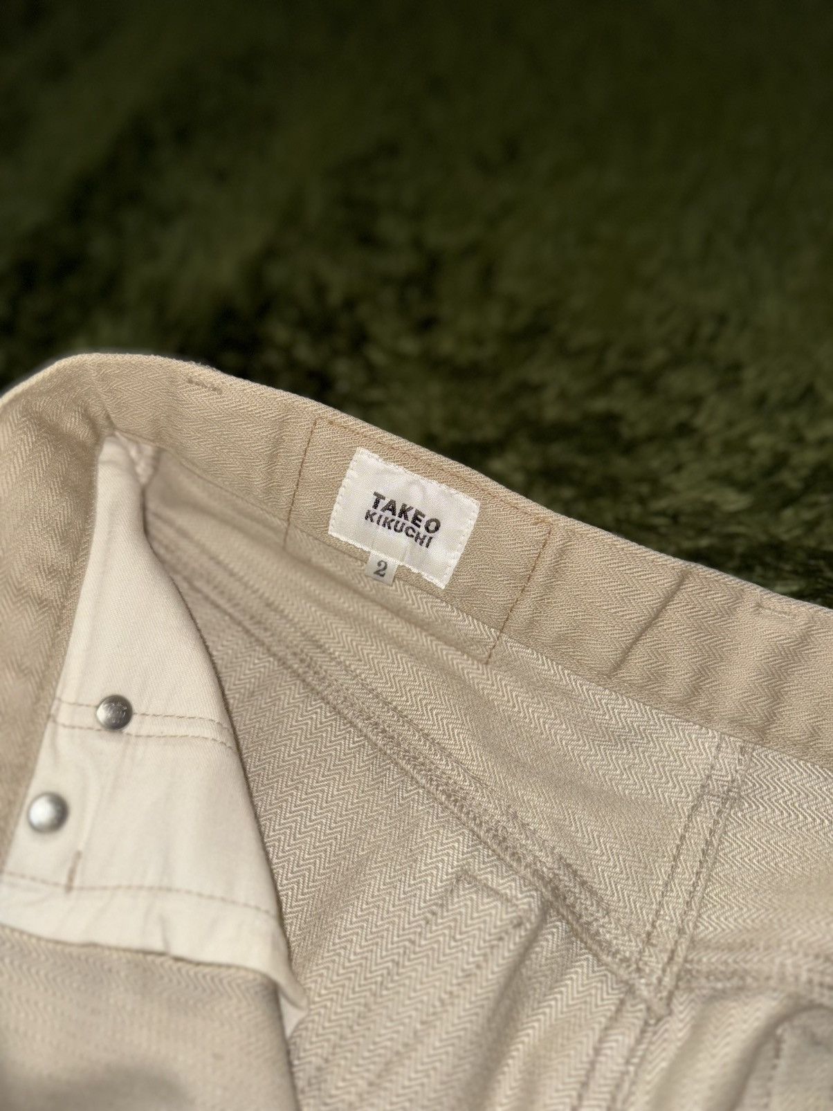 Takeo Kikuchi [2] Takeo Kikuchi Herringbone 5-Pocket Cotton Pants Beige Size US 29 - 4 Thumbnail
