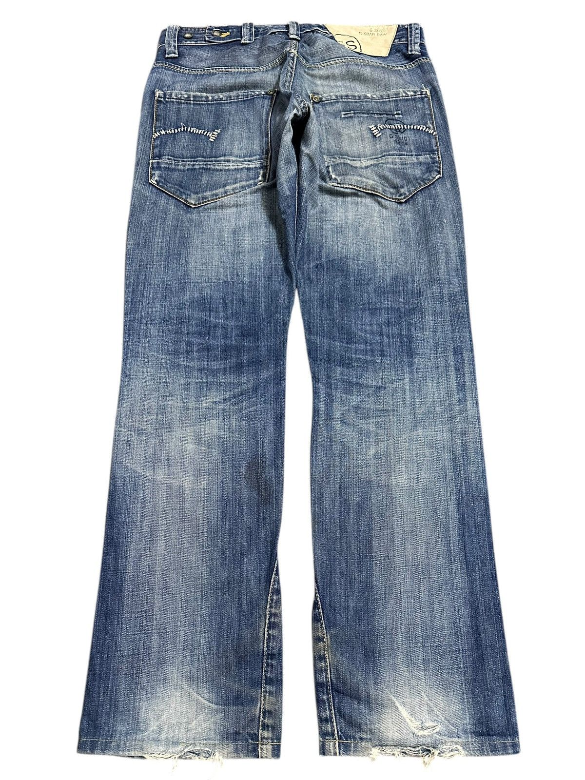 G-Star Vintage Japanese G Star Raw Blue Wash Distress Loose Jeans Size US 32 / EU 48 - 2 Thumbnail