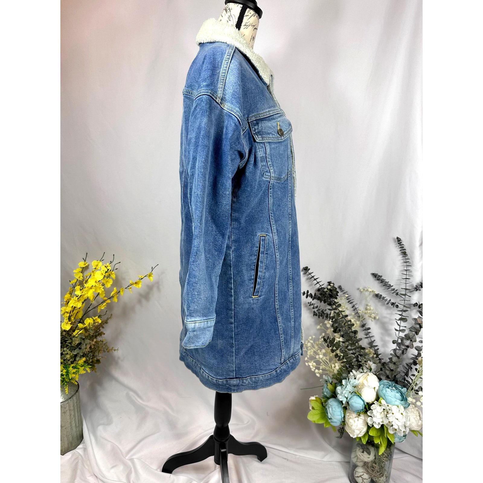 Other LNDN Landon Denim Sherpa Lined Jacket Medium Wash XS/S Size S / US 4 / IT 40 - 12 Thumbnail