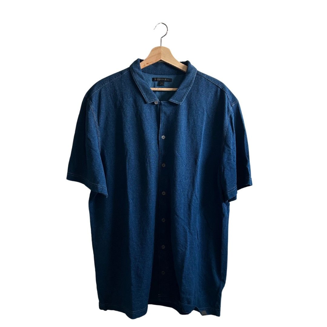 John Varvatos John Varvatos Denim Button Down SS Shirt Size US XL / EU 56 / 4 - 1 Thumbnail