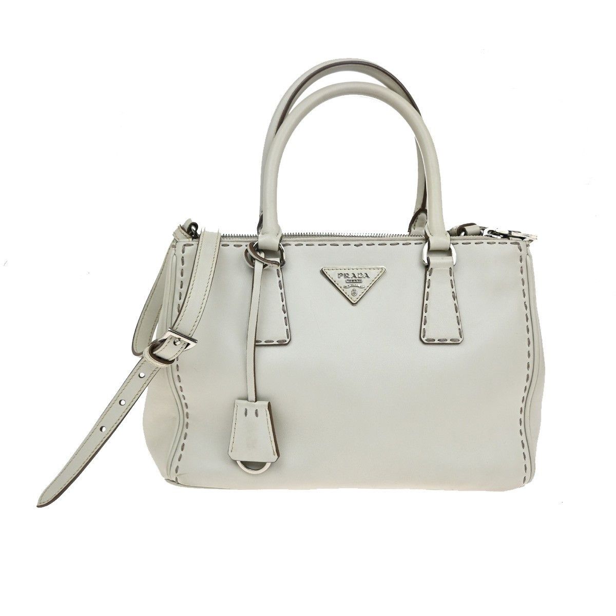 Prada Prada Galleria Double Zip Tote Stitched Leather Size ONE SIZE - 1 Thumbnail