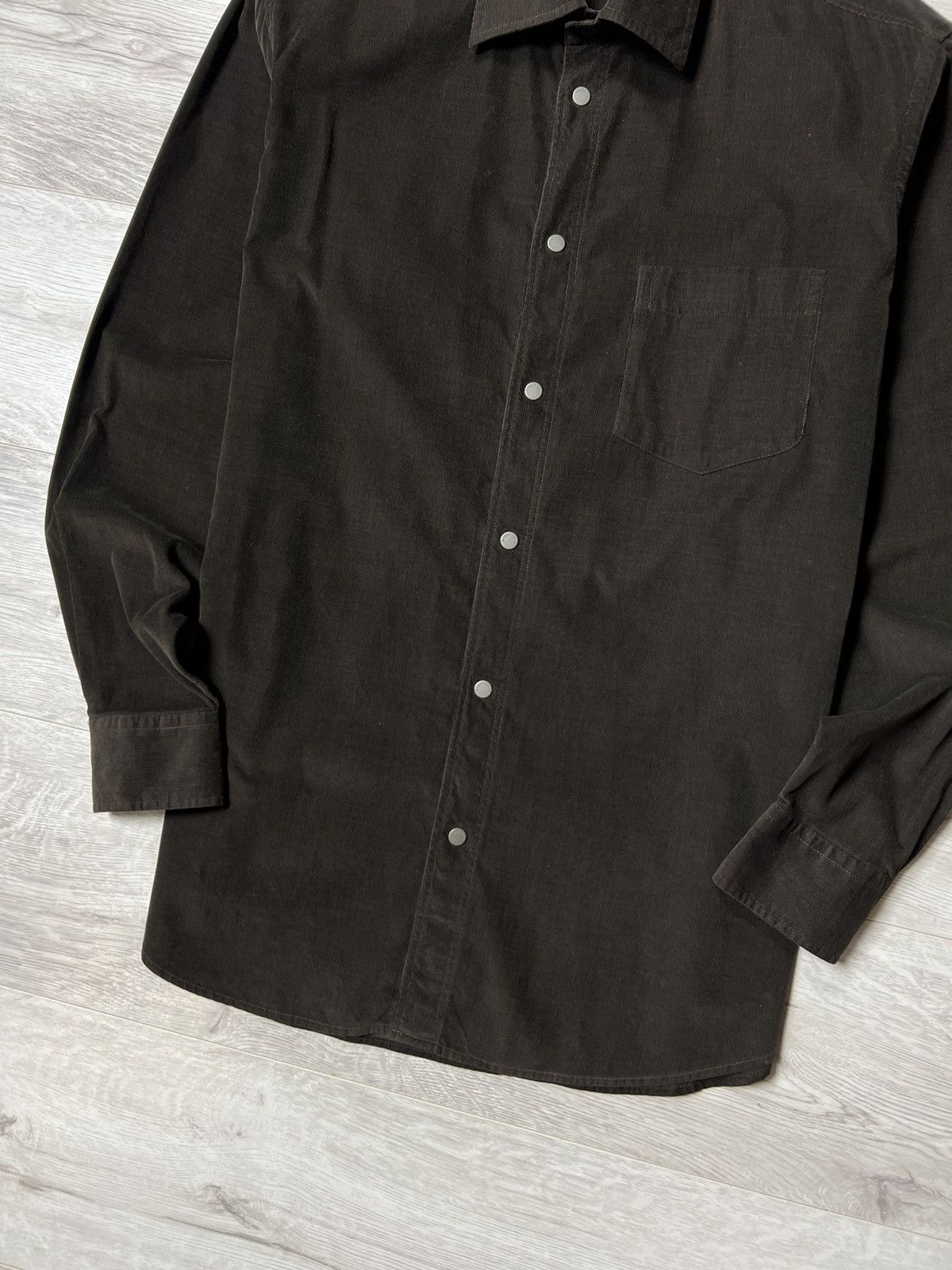 Ermenegildo Zegna Zegna Sort Corduroy Brown Long Sleeve Button Down Shirt Size US L / EU 52-54 / 3 - 3 Thumbnail