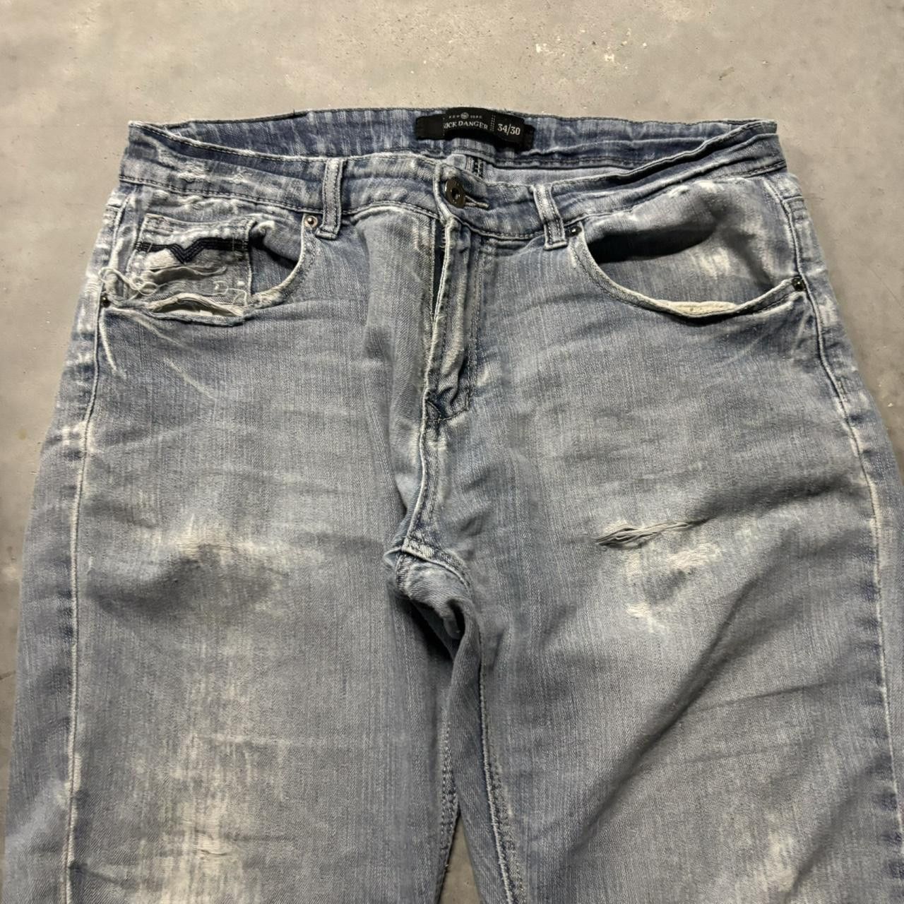 Japanese Brand × Vintage Crazy Vintage Y2K/2000s Grunge Light Wash Distressed Denim Jeans! Size US 34 / EU 50 - 5 Thumbnail