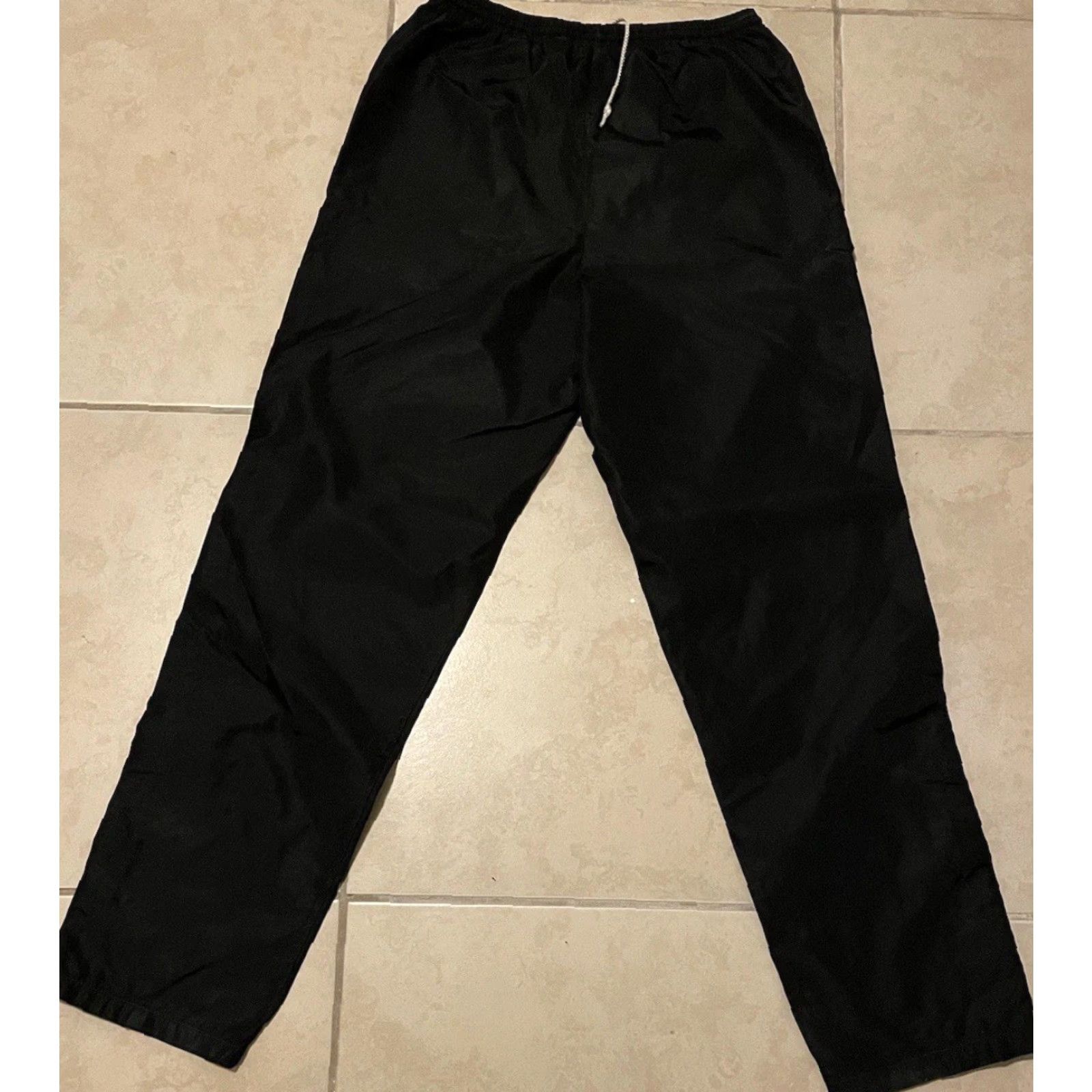Nike VINTAGE Nike Swoosh Track Pants M Black 80s 90s Hip Hop Athletic Activewear Mens Pants with Pockets Size US 31 - 4 Thumbnail
