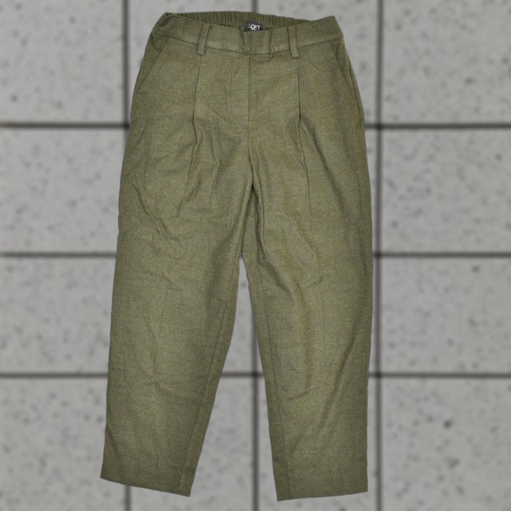 Loft Loft Women Dress Pants Green Petite Stretch Waist Pleated Polyester Dress Pants PS Size 28" / US 6 / IT 42 - 1 Thumbnail