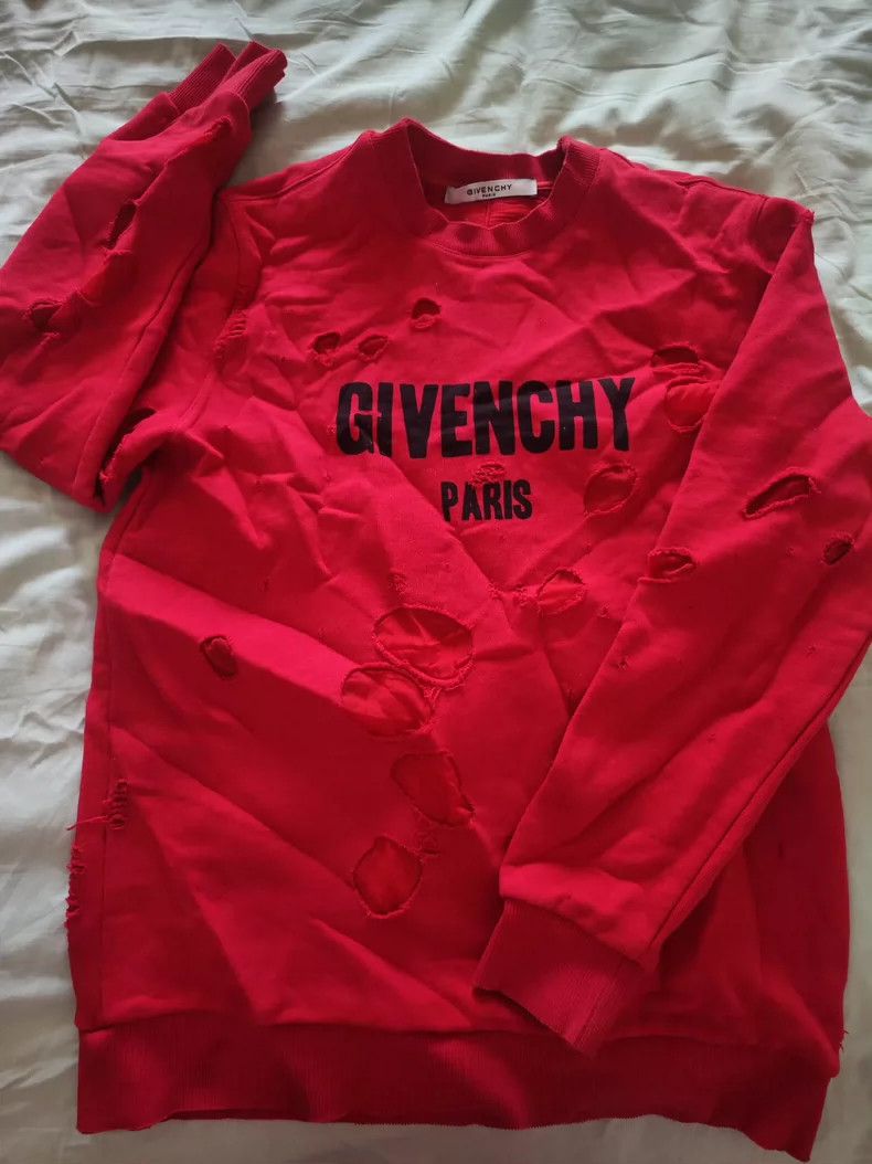 Givenchy Givenchy Black Ripped Letter Round Neck Hoodie Size US XS / EU 42 / 0 - 1 Thumbnail