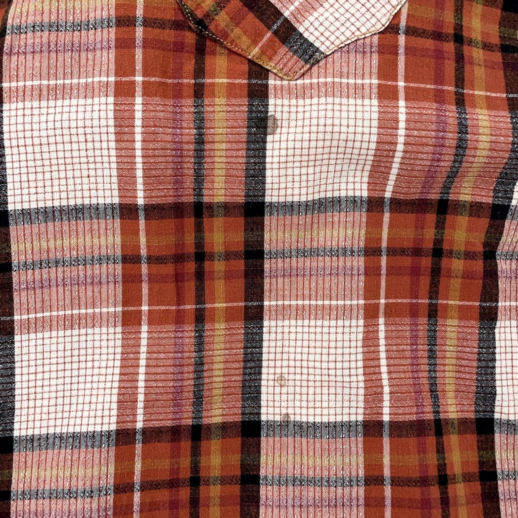 Wrangler Wrangler Shirt Mens XL Orange Brown Plaid Collar Pearl Snap Retro Western Cowboy Size US XL / EU 56 / 4 - 4 Thumbnail