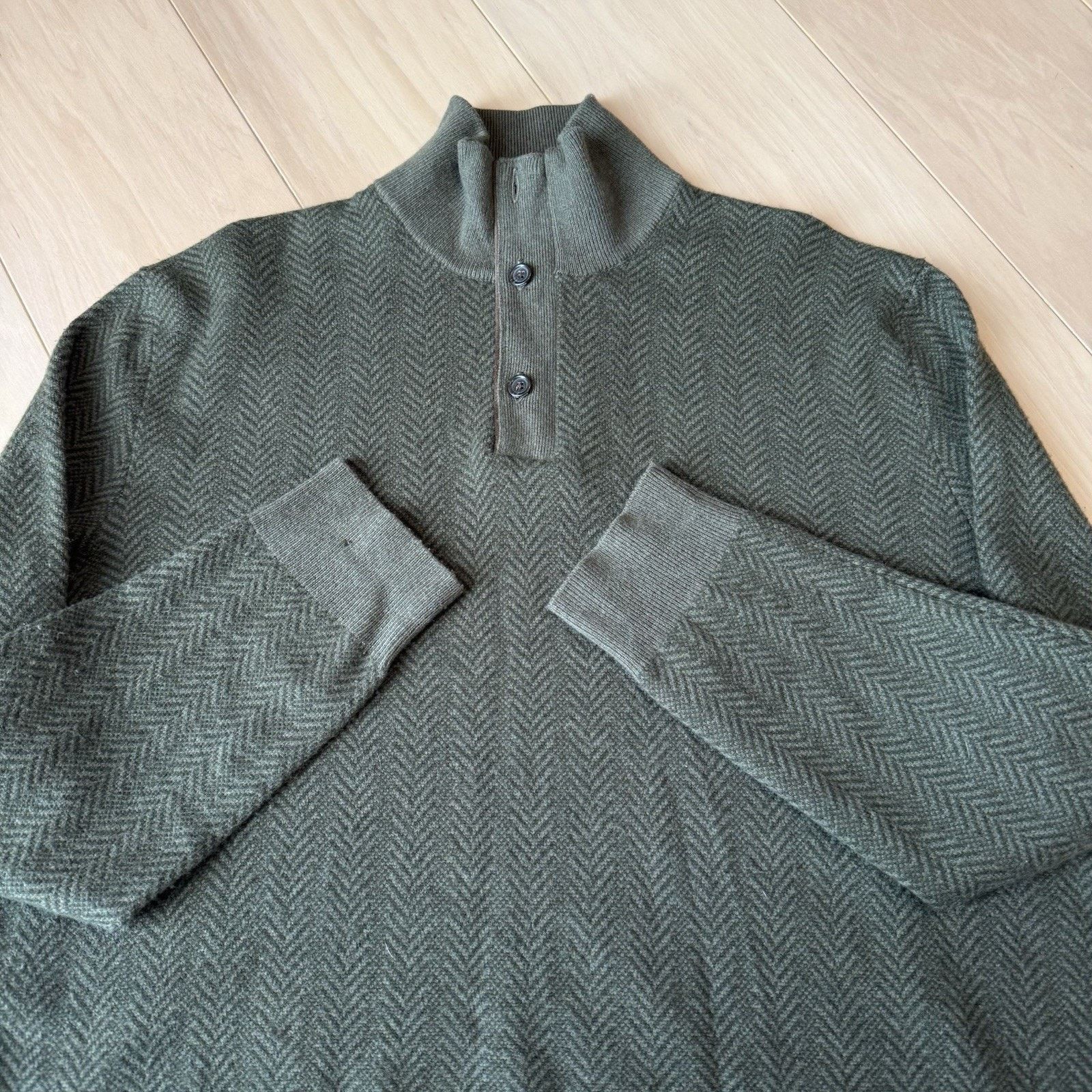 Polo Ralph Lauren Polo Ralph Lauren 1/4 Zip Sweater XL Green Wool Herringbone Size US XL / EU 56 / 4 - 4 Thumbnail