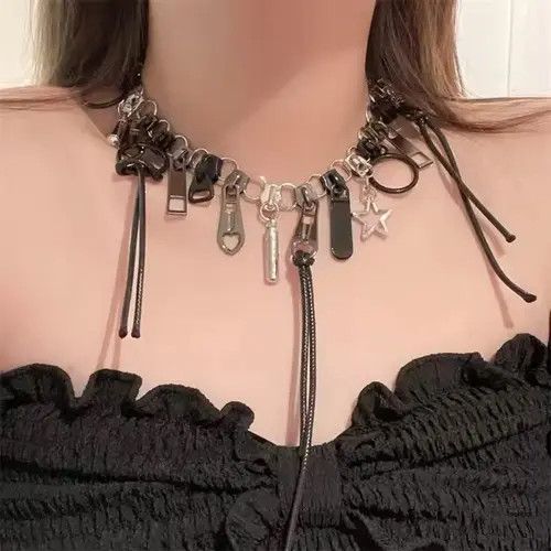 Other Hip Hop Choker Retro Multi Zipper Necklace Size ONE SIZE - 1 Thumbnail