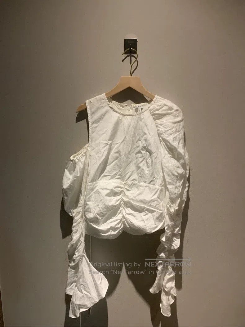 Loewe White frilled puffed sleeve blouse