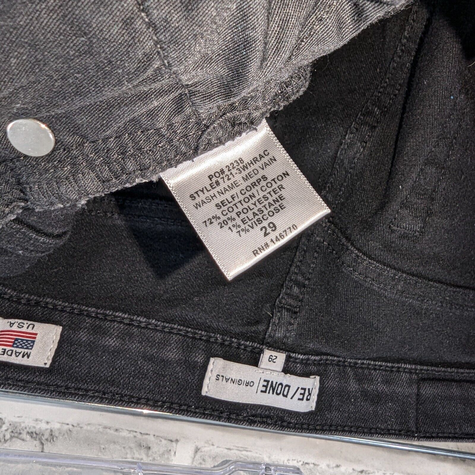 RE/DONE RE/DONE High Waist Stretch Crop Denim Jeans in Black Med Size 29" - 7 Thumbnail