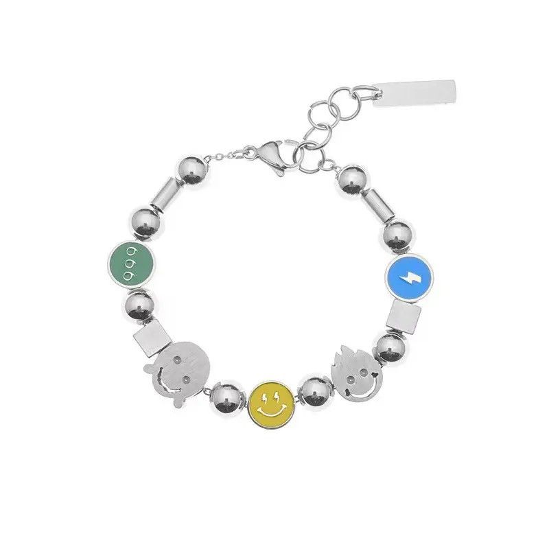 Jewelry Retro punk smile face patchwork bracelet Size ONE SIZE - 5 Thumbnail