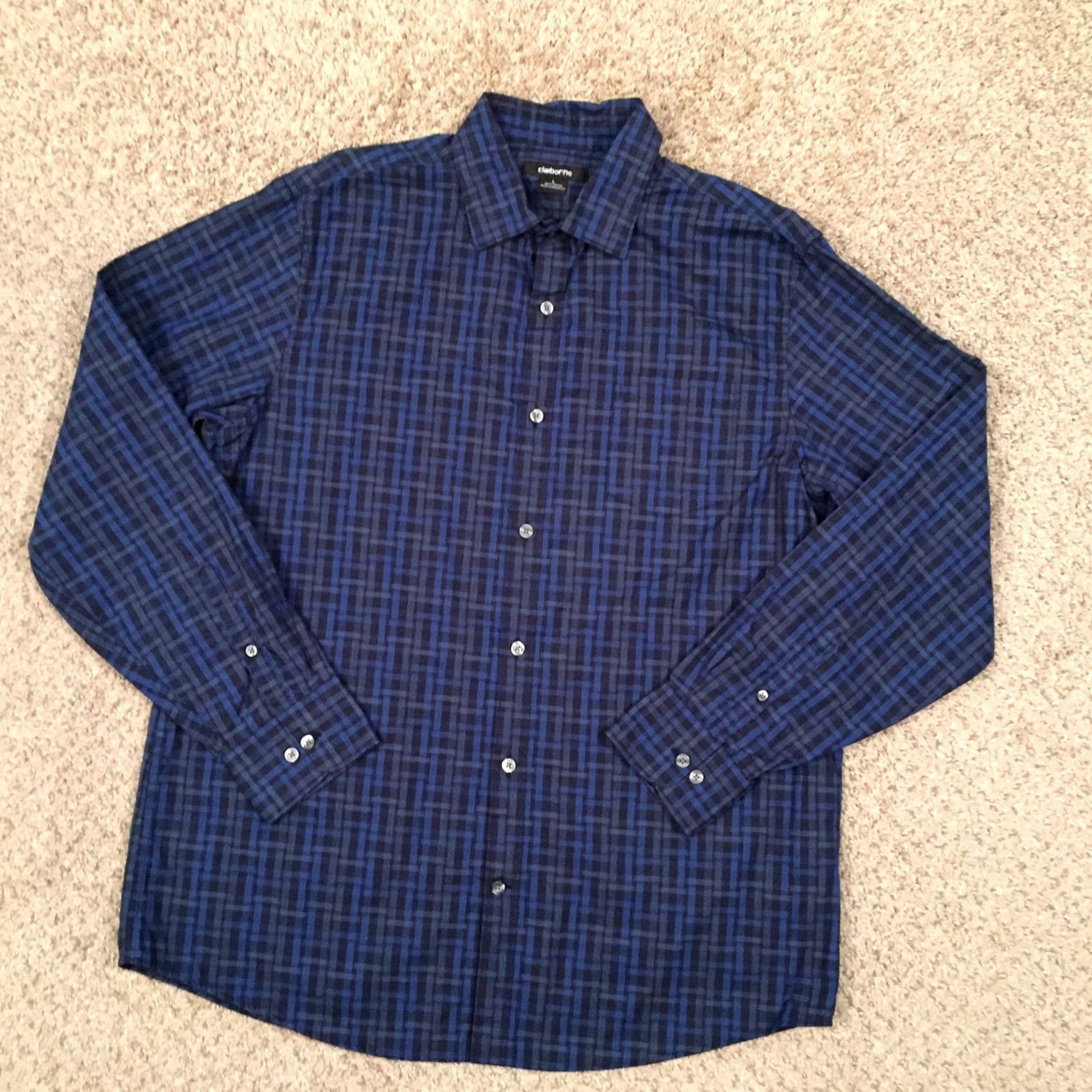 Liz Claiborne Claiborne Shirt Mens Large Blue Plaid Long Sleeve Button Up Size US L / EU 52-54 / 3 - 2 Thumbnail
