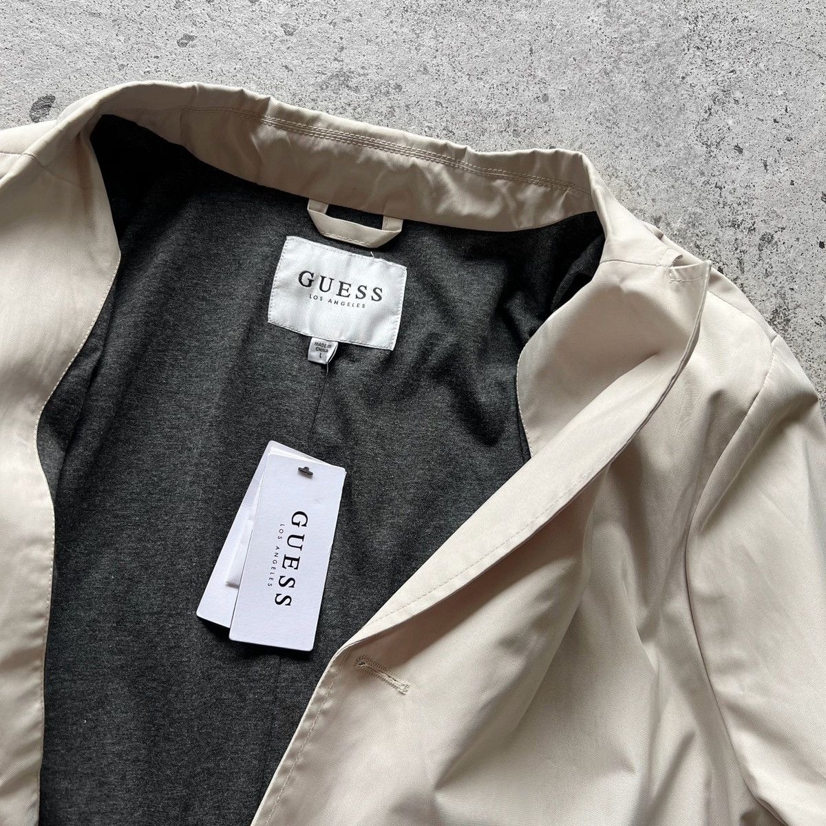 Designer × Guess Guess Mens New Beige Long Sleeve Trench Coat Jacket RRP €170 Size US L / EU 52-54 / 3 - 6 Thumbnail
