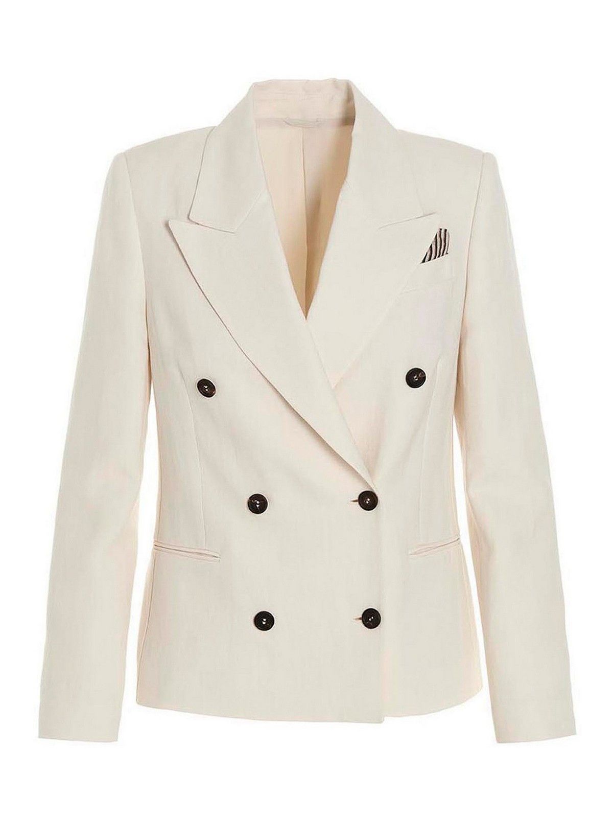 Brunello Cucinelli o1y0725 Blazer in Ivory Size M / US 6-8 / IT 42-44 - 1 Thumbnail