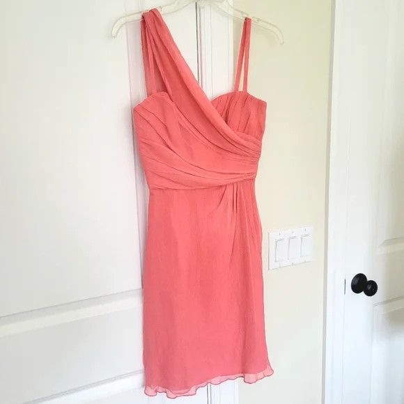 Vera Wang Vera Wang Lavender Label Asymmetric Silk Chiffon Dress Size XS / US 0-2 / IT 36-38 - 3 Thumbnail