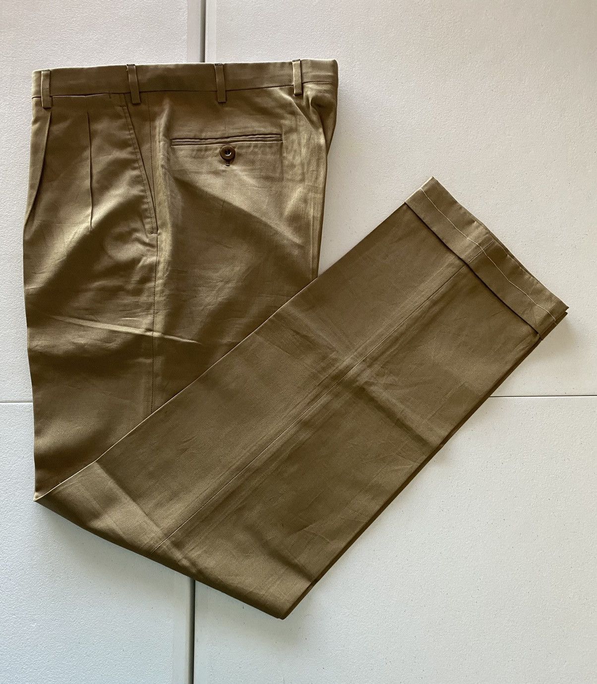 Brioni Brioni 🇮🇹 brown cortina cotton dual pleat dress slacks New Size 38R - 5 Thumbnail