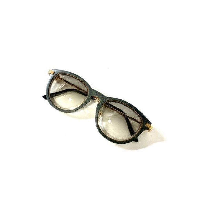 Pre-owned Cartier X Chrome Hearts Cartier Black Virginia Tulip Wood Pantos Round Frame In Gold