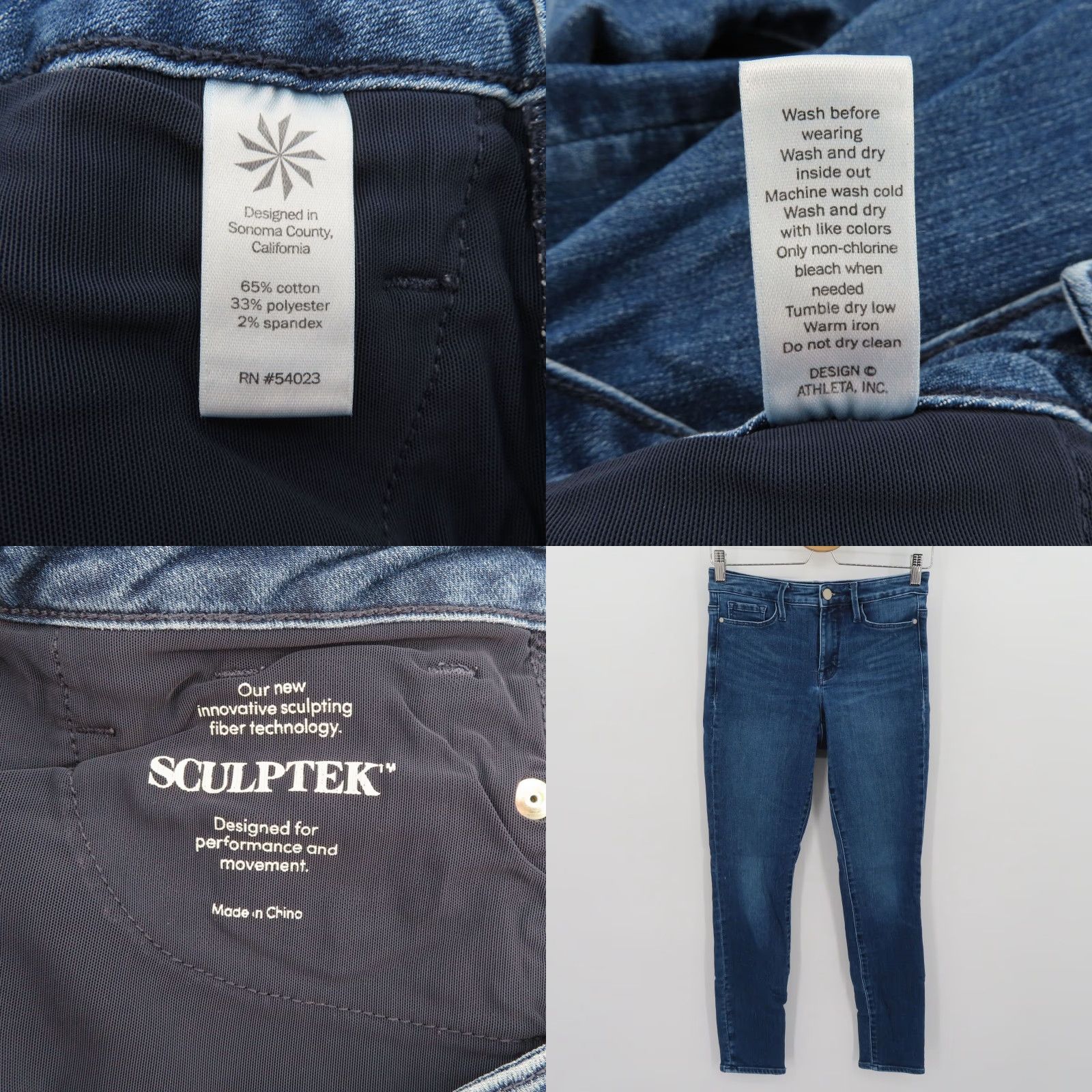 Athleta Athleta Sculptek Women Jeans Skinny Regular 2 Medium Blue Cotton Blend Denim Stretch 5-Pocket 28.5 Inseam Womens Jeans Size 26" / US 2 / IT 38 - 8 Thumbnail