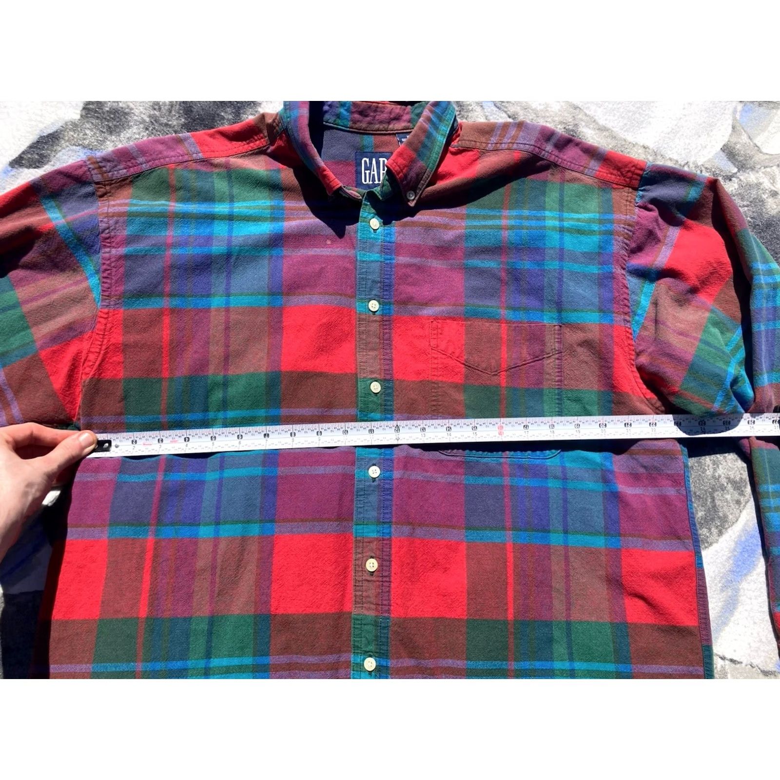 Gap VINTAGE GAP Flannel Shirt Mens M Plaid Long Sleeve Button-Up Collared USA Made Red 90s Grunge Size US M / EU 48-50 / 2 - 5 Thumbnail