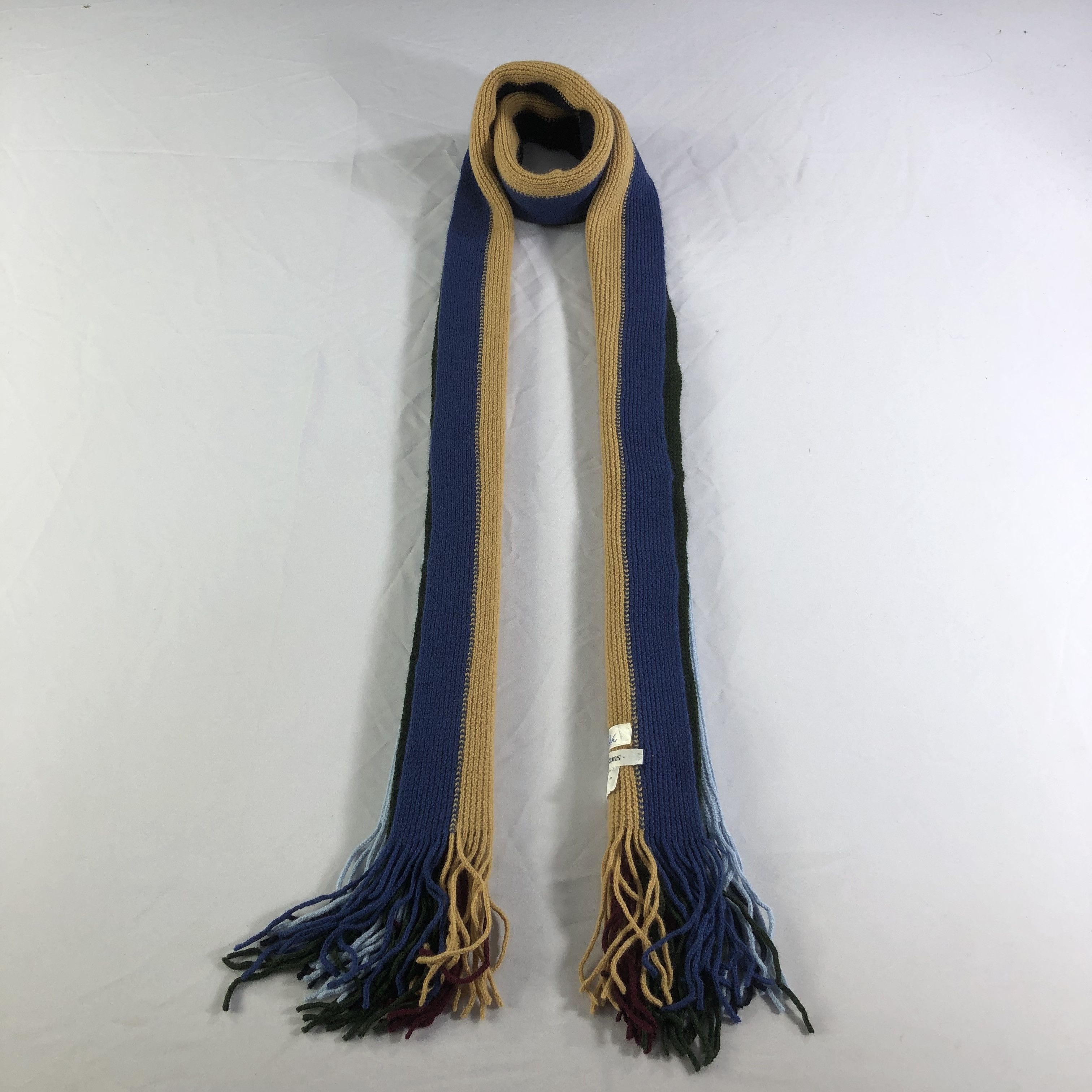 Johnstons Stripes Knit Wool Scarf Muffler V1673