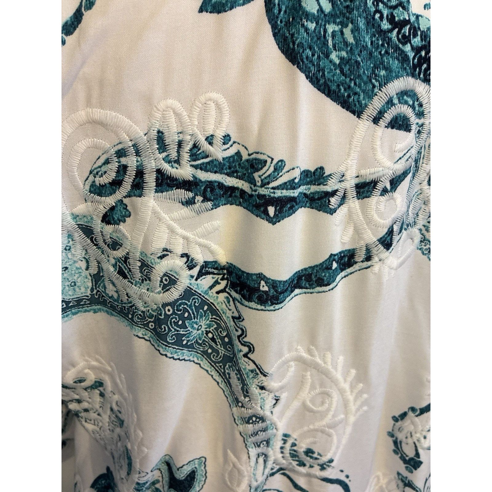 Chicos Chico's Paisley Embroidered teal Cardigan Kimono Duster L Size L / US 10 / IT 46 - 19 Thumbnail