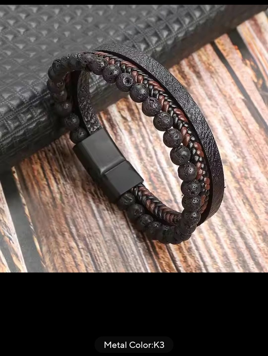 Homemade Handcrafted Leather Bracelet – Multi-Layer Braided Design Size ONE SIZE - 12 Thumbnail
