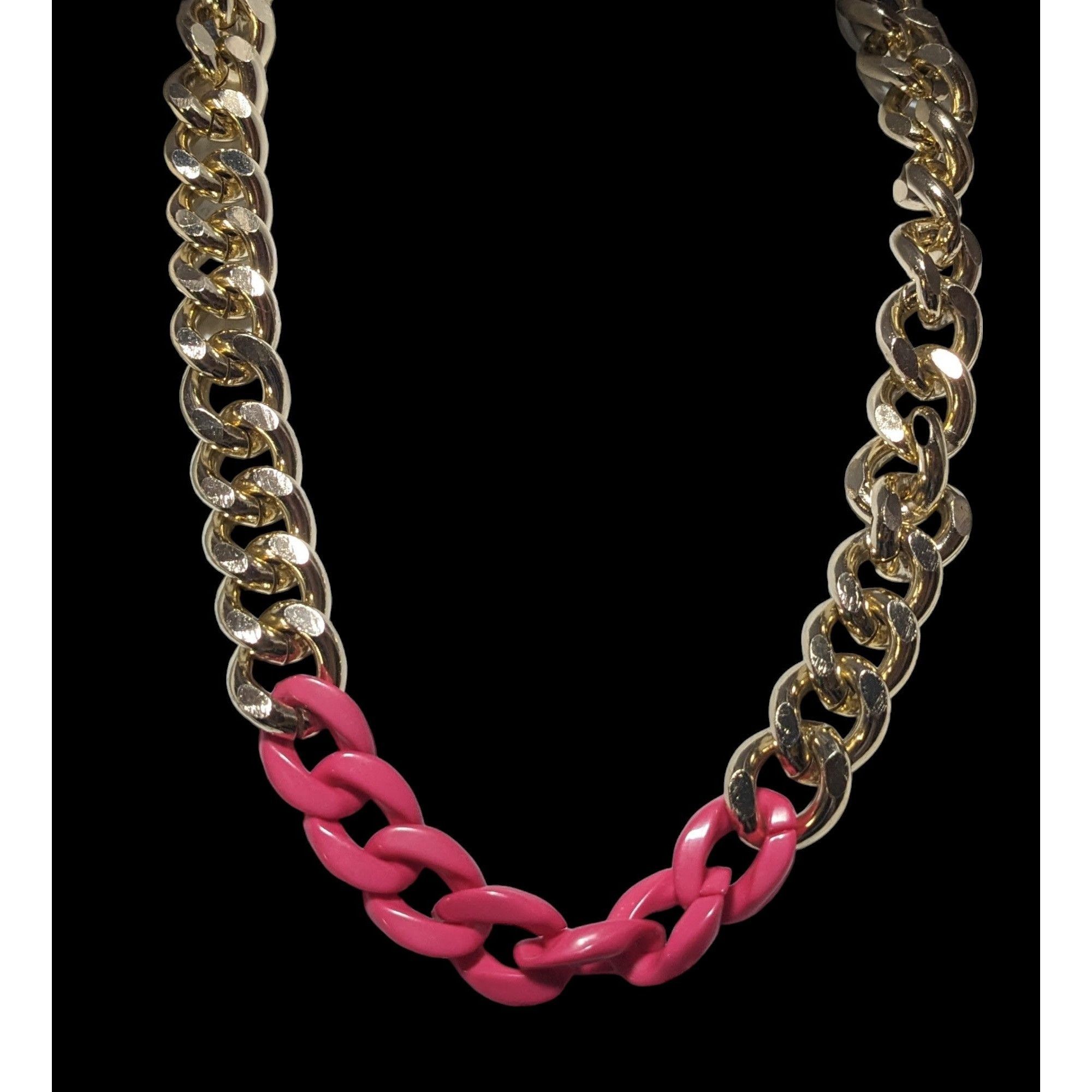 Other Chunky 80s Gold & Pink Chain Necklace Size ONE SIZE - 2 Thumbnail