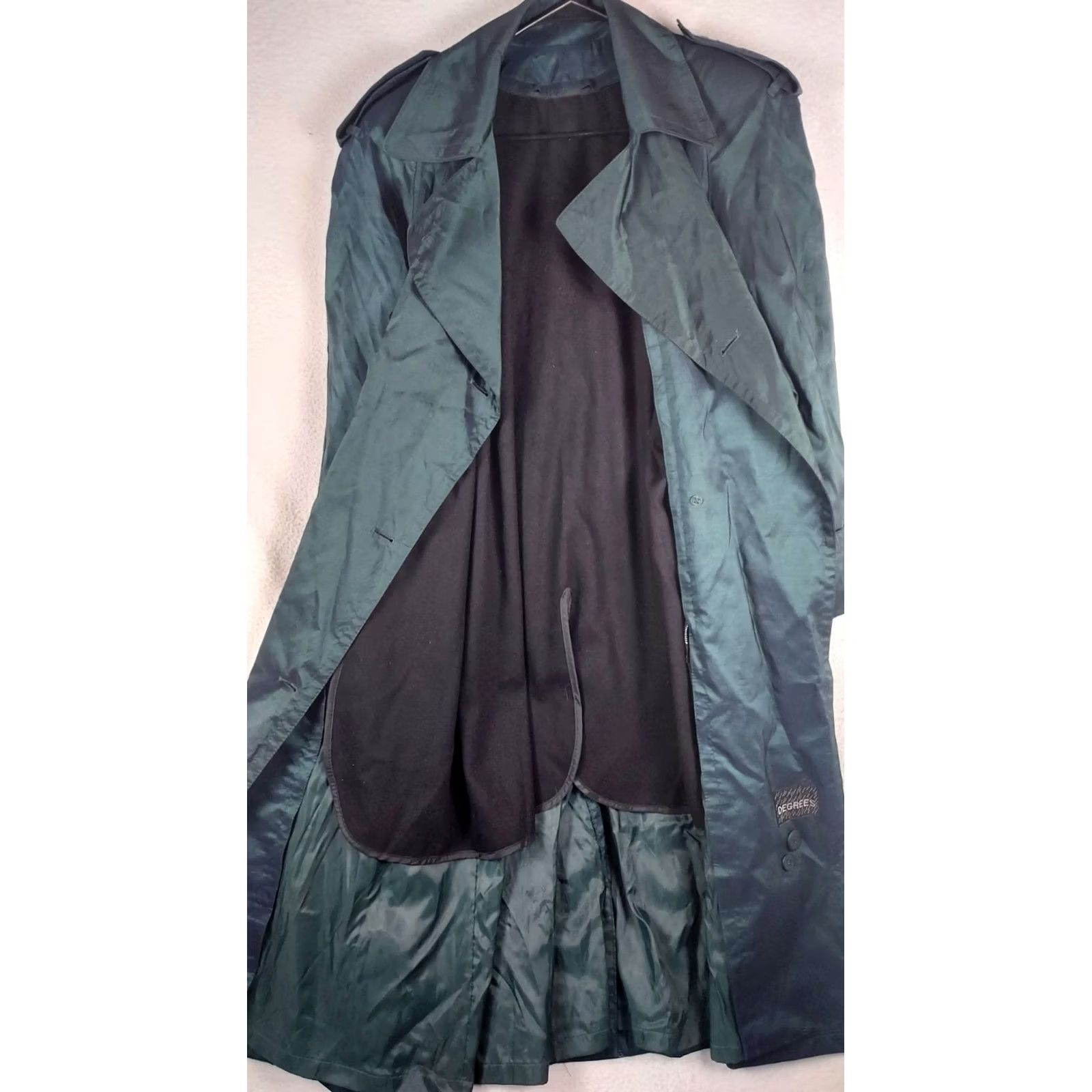 Vintage Degrees Womens XXL Green Double Breasted Trench Coat Long Wool Blend Jacket 1X Size XL / US 12-14 / IT 48-50 - 3 Thumbnail