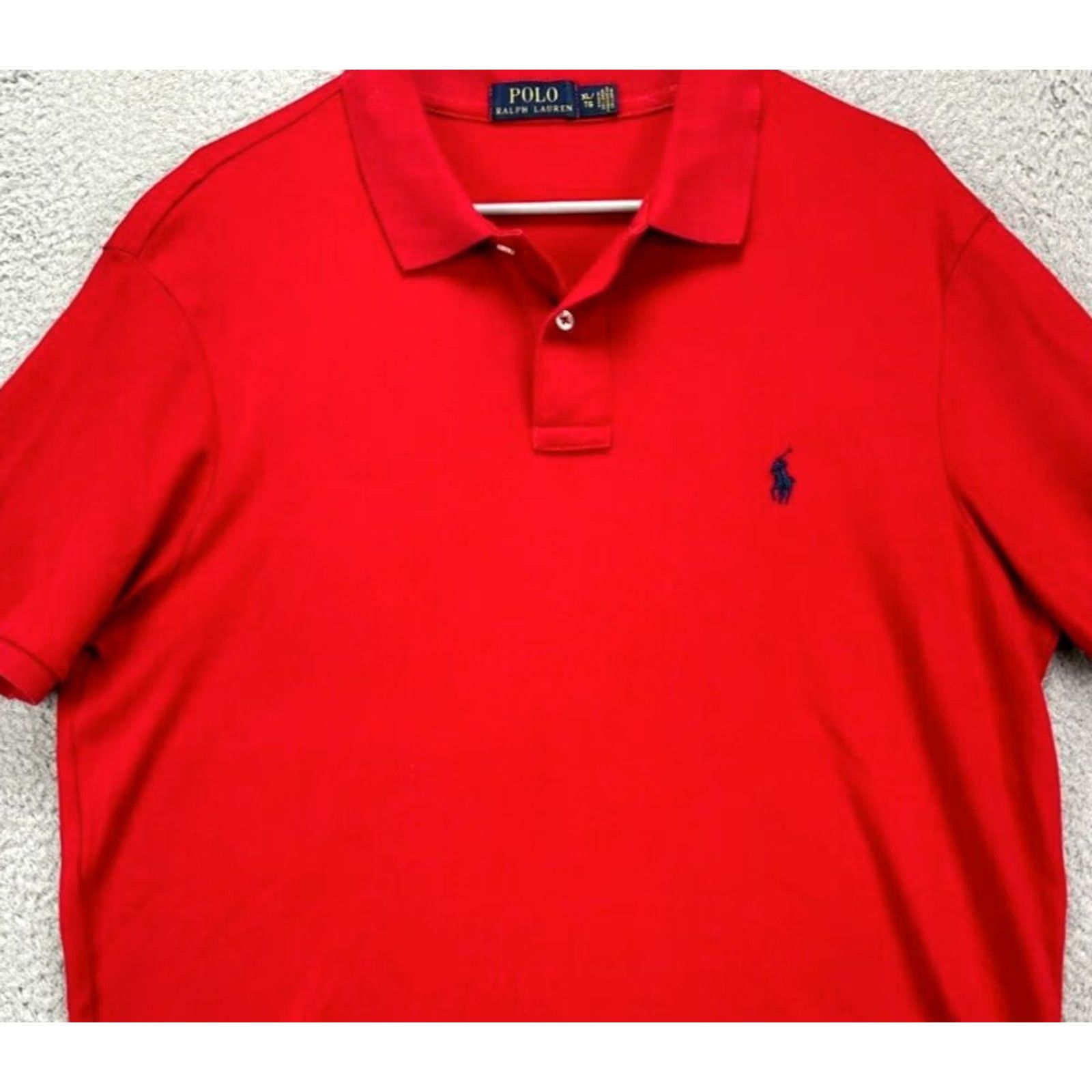 Polo Ralph Lauren Polo Ralph Lauren Shirt Adult XL Red 100% Cotton Polo Casual Mens Short Sleeve Polo Shirt Size US XL / EU 56 / 4 - 2 Thumbnail